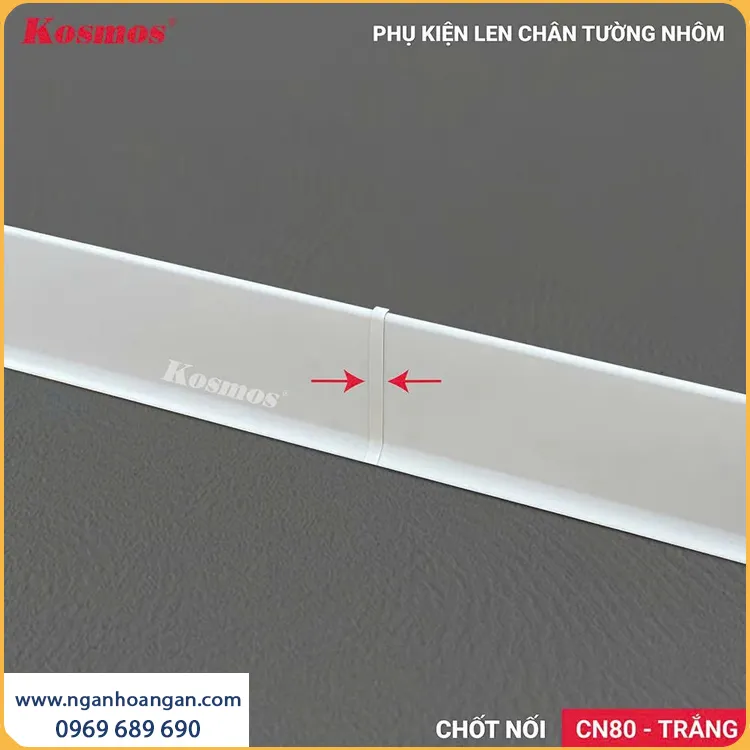 Chốt Nối Len Chân Tường Nhôm Kosmos NC80-TR Màu Trắng