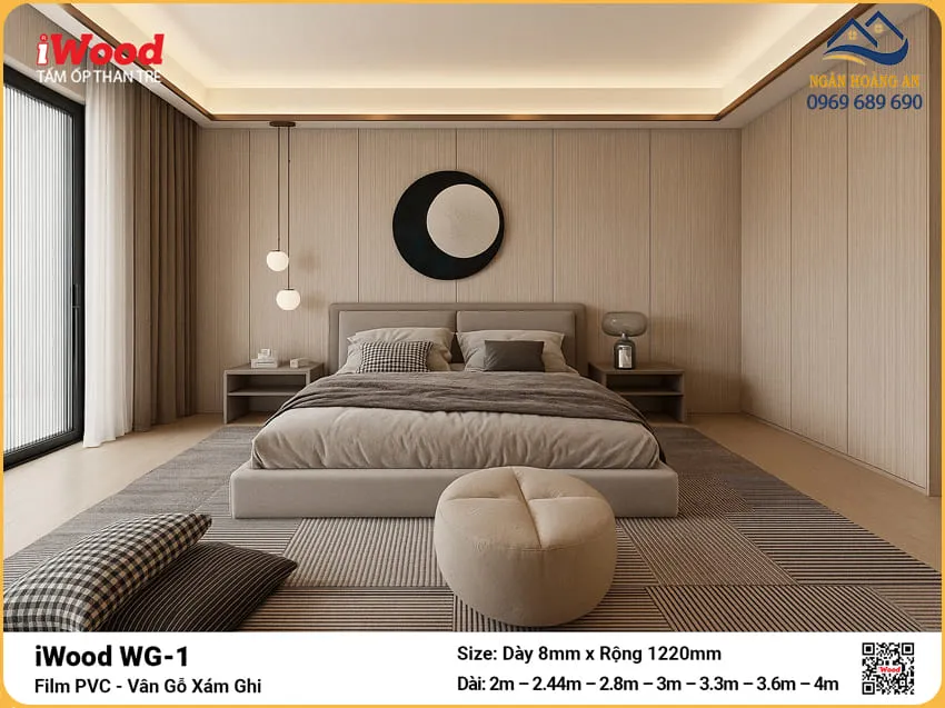 Tấm Ốp Đa Năng Sợi Than Tre Giả Vân Gỗ Sồi iWood WG-1