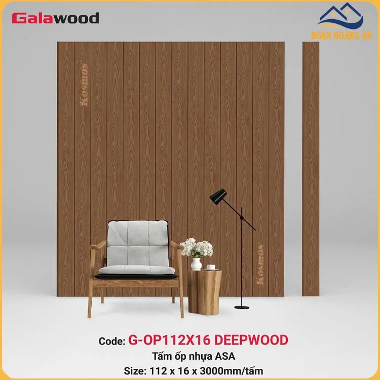 Tấm Ốp Gỗ Nhựa Ngoài Trời Phủ ASA Galawood G-OP112X16 Deep Wood