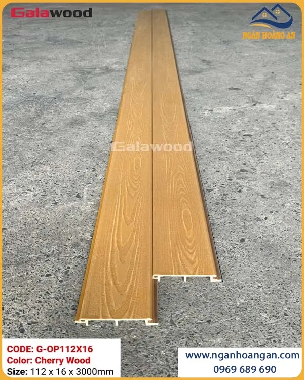 Tấm Ốp Trần Gỗ Nhựa Phủ ASA Galawood G-OP112X16 Cherry Wood