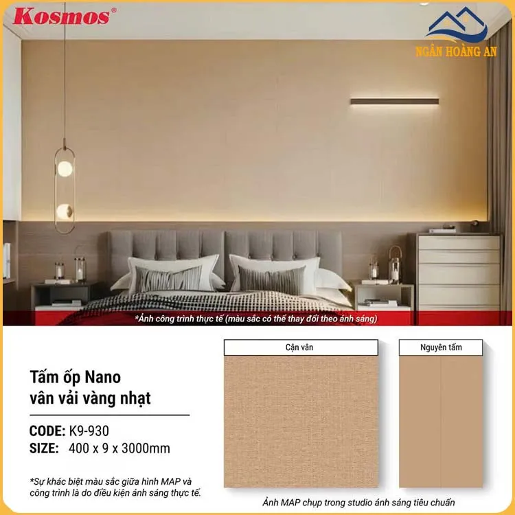 Tấm Ốp Tường Nano Vân Vải Vàng Nhạt Kosmos K9-930