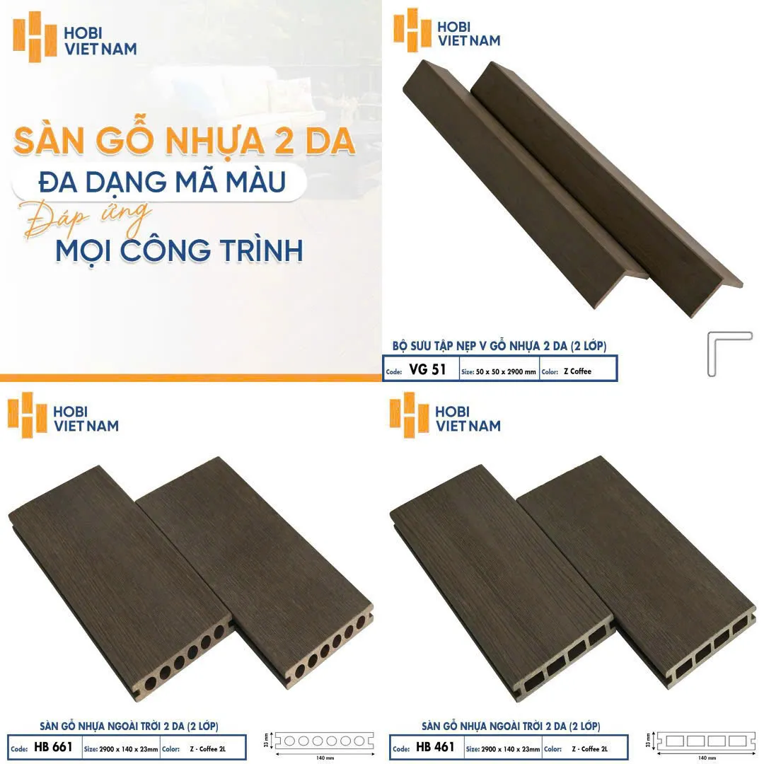 Nẹp Góc V Gỗ Nhựa Ngoài Trời 2 Da Hobiwood VG51 ZCoffee
