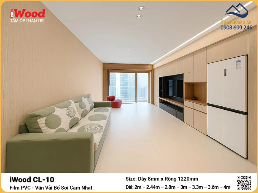 Tấm Sợi Than Tre Đa Năng Vân Vải Cam Nhạt iWood CL-10