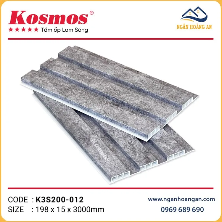 Lam 3 Sóng Nhựa Ốp Tường Vân Bê Tông Kosmos K3S200-012