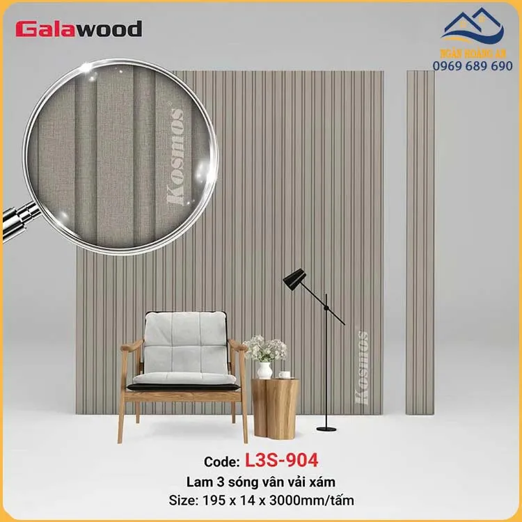 Lam Sóng Nhựa Ốp Trần Giả Vân Vải Galawood L3S-904  