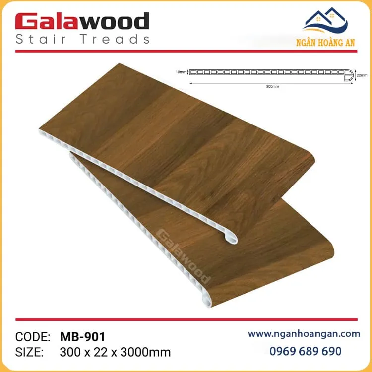 Mặt Bậc Cầu Thang Nhựa Giả Gỗ Galawood MB-901