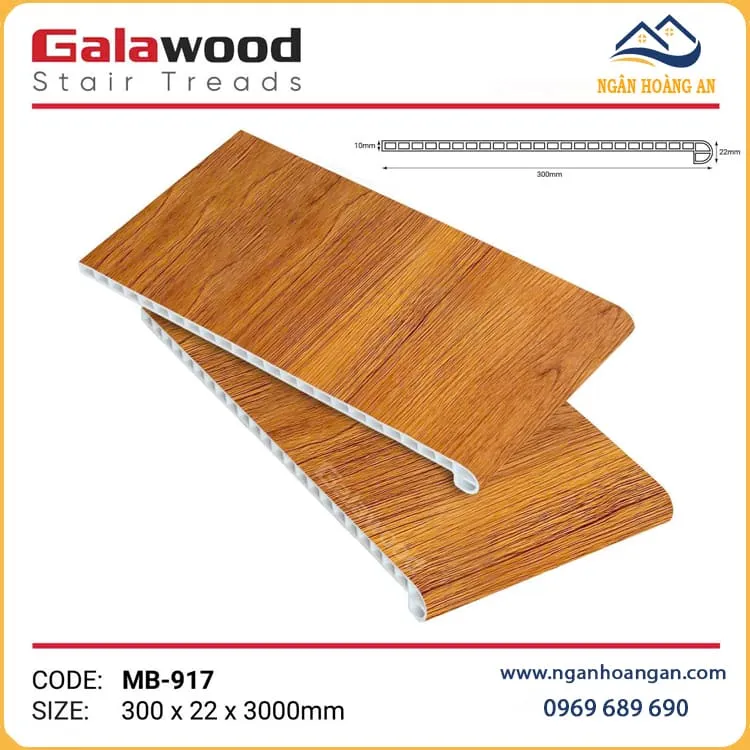 Mặt Bậc Cầu Thang Nhựa Giả Gỗ Galawood MB-917