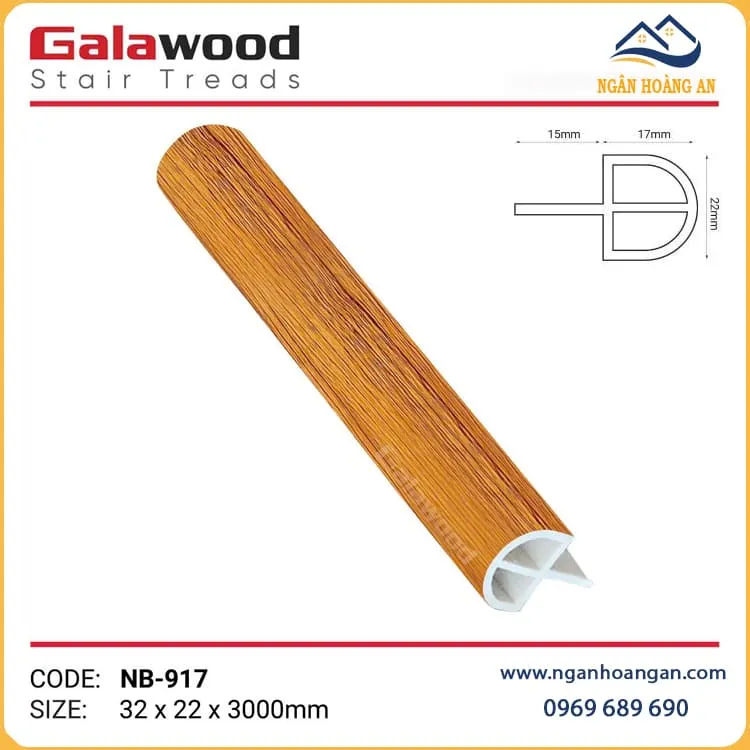Nẹp Bậc Cầu Thang Nhựa Giả  Vân Gỗ Galawood NB-917