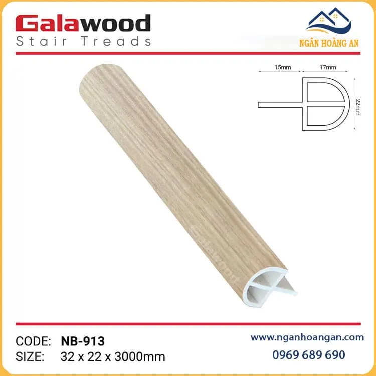 Nẹp Bậc Cầu Thang Nhựa PVC Vân Gỗ Galawood NB-913