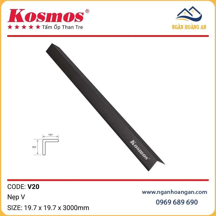 Nẹp V20 Tấm Ốp Than Tre Kosmos Màu Đen