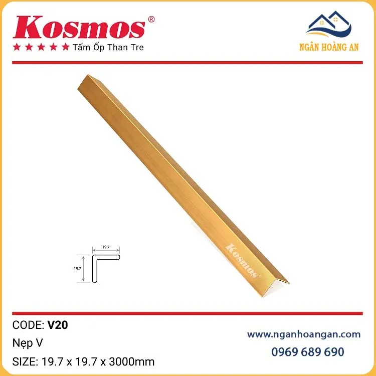 Phụ Kiện Nẹp Nhôm Tấm Ốp Than Tre Kosmos Màu Vàng 8mm