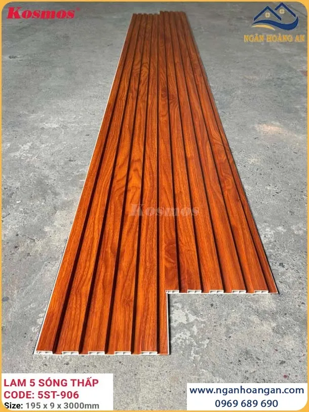 Tấm Ốp Nhựa Lam 5 Sóng Thấp Kosmos Giả Gỗ 5ST-906