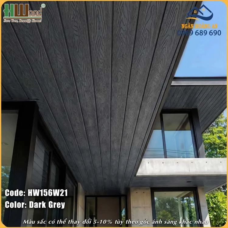 Ốp Ban Công Gỗ Nhựa Ngoài Trời Hwood HW156W21 Dark Grey