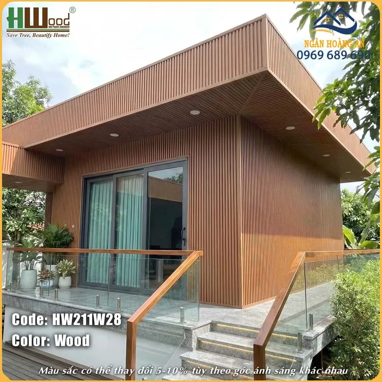 Ốp Ban Công Lam Sóng Gỗ Nhựa Ngoài Trời Hwood HW211W28 Wood