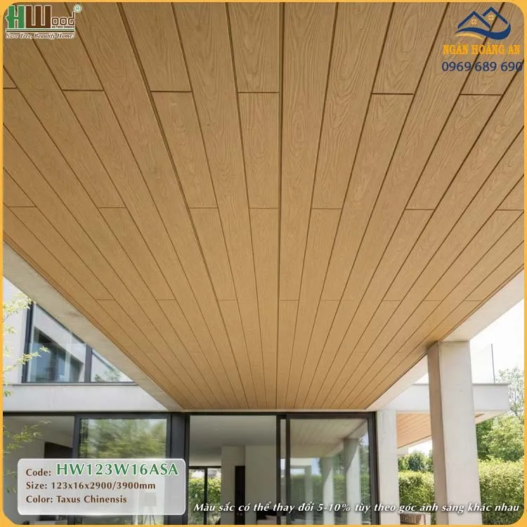Tấm Ốp Trần Ngoài Trời Phủ ASA Hwood HW123W16ASA Taxus Chinensis