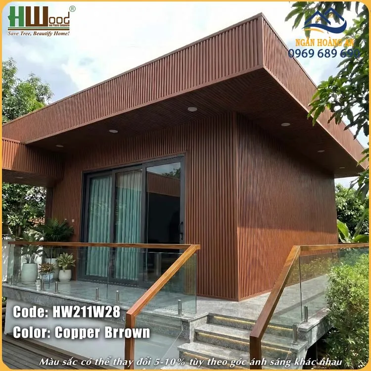 Ốp Tường Lam Sóng Ngoài Trời Hwood HW211W28 Copper Brown