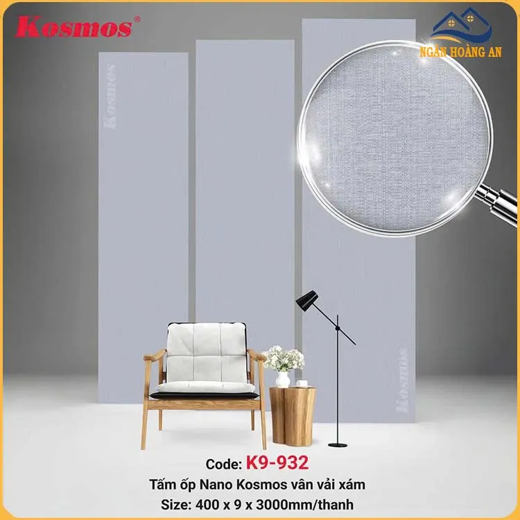Tấm Ốp Tường Nano Nhựa Vân Vải Xám Kosmos K9-932