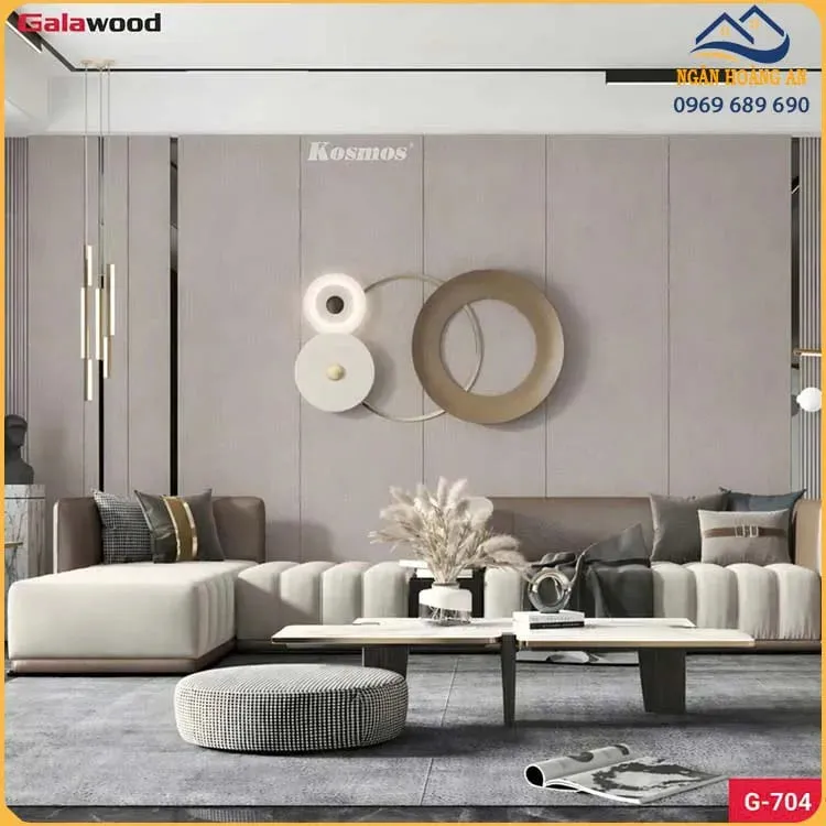 Ốp Tường Than Tre Galawood 8mm G-704 Vân Vải Canvas Xám