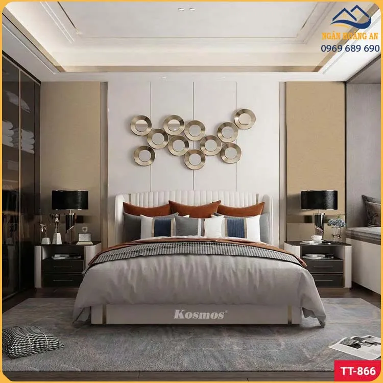 Ốp Tường Sợi Than Tre Kim Loại Vàng Biên Dạng Chiếc Lá Kosmos TT-866
