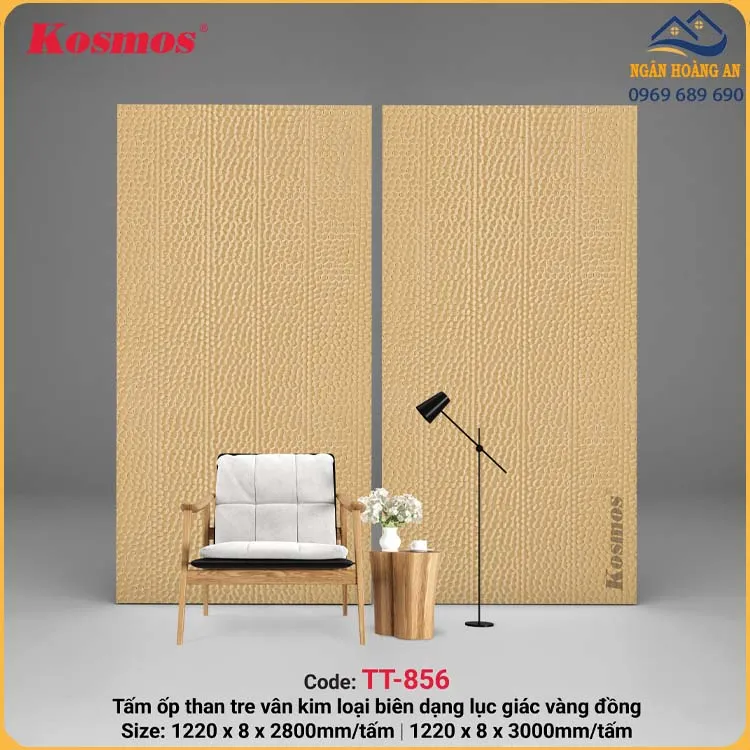 Tấm Than Tre Kim Loại Biên Dạng Lục Giác Vàng Đồng Kosmos TT-856