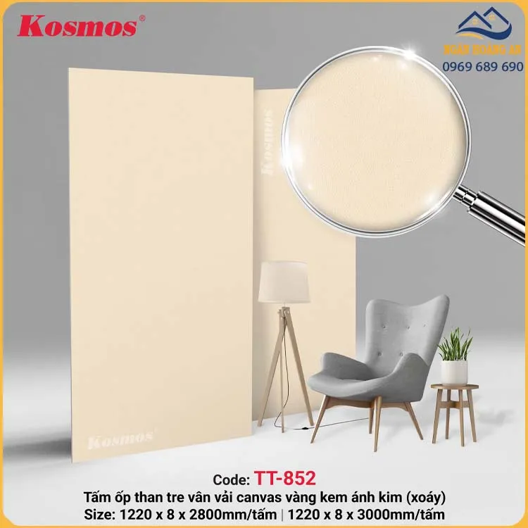 Tấm Ốp Than Tre Vàng Nhạt Hiệu Ứng Xoáy Kosmos TT-852