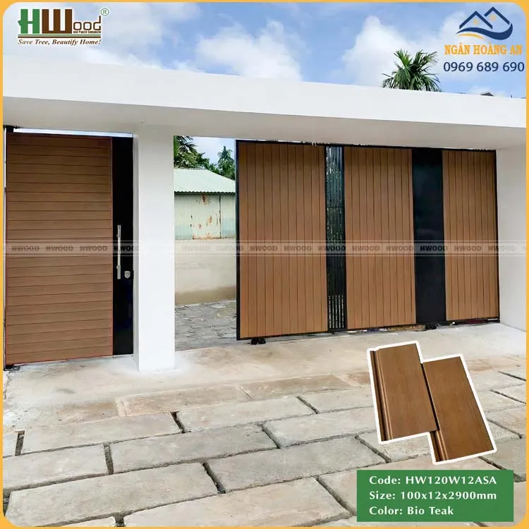 Tấm Ốp Tường Trần Gỗ Nhựa Phủ ASA Hwood HW120W12ASA Bio-Teak