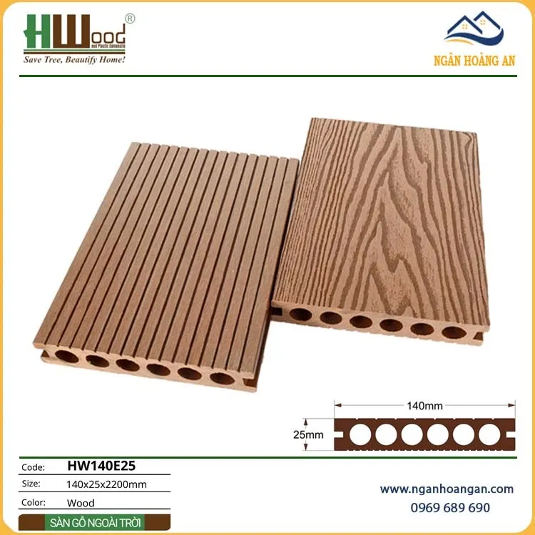 Sàn Gỗ Nhựa Ngoài Trời Lỗ Tròn Hwood HW140E25