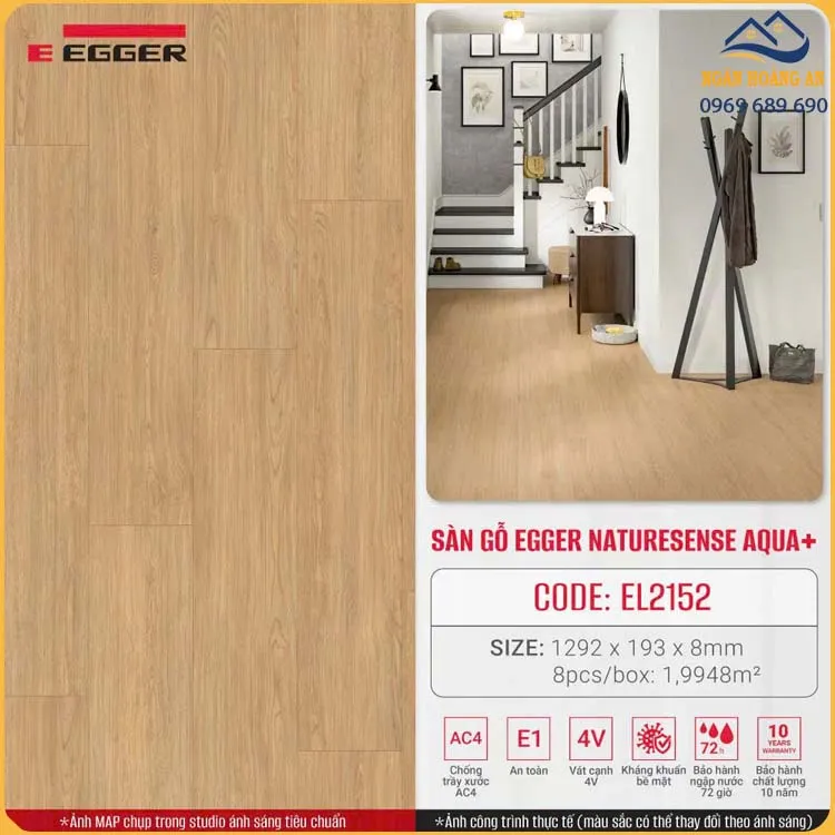 Sàn Gỗ Công Nghiệp Egger 8mm Aqua+ EL2152