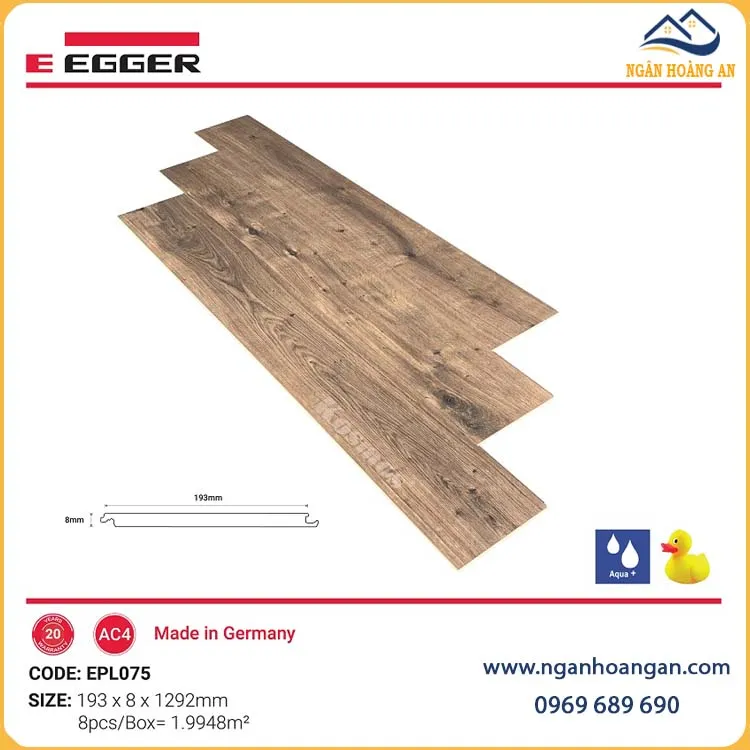 Sàn Gỗ Công Nghiệp Egger Pro 8mm Aqua+ EPL075