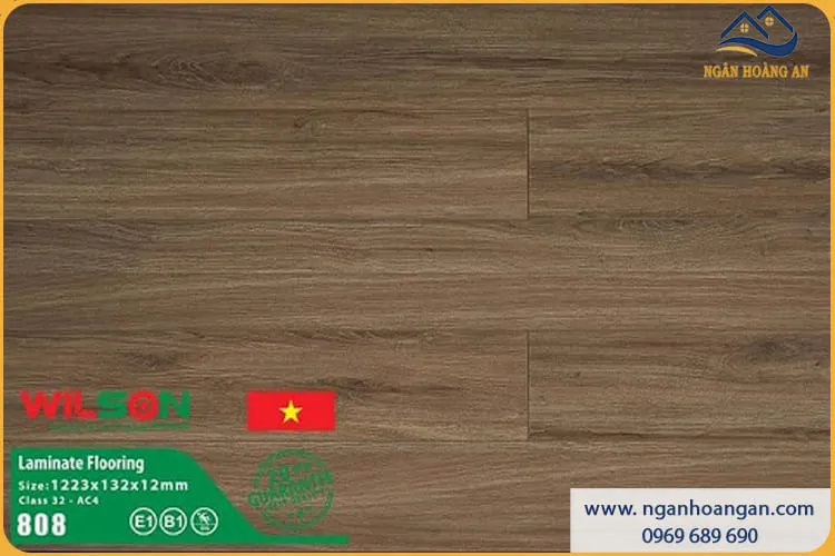 Sàn Gỗ Công Nghiệp Giá Rẻ Wilson 808 Dày 12mm