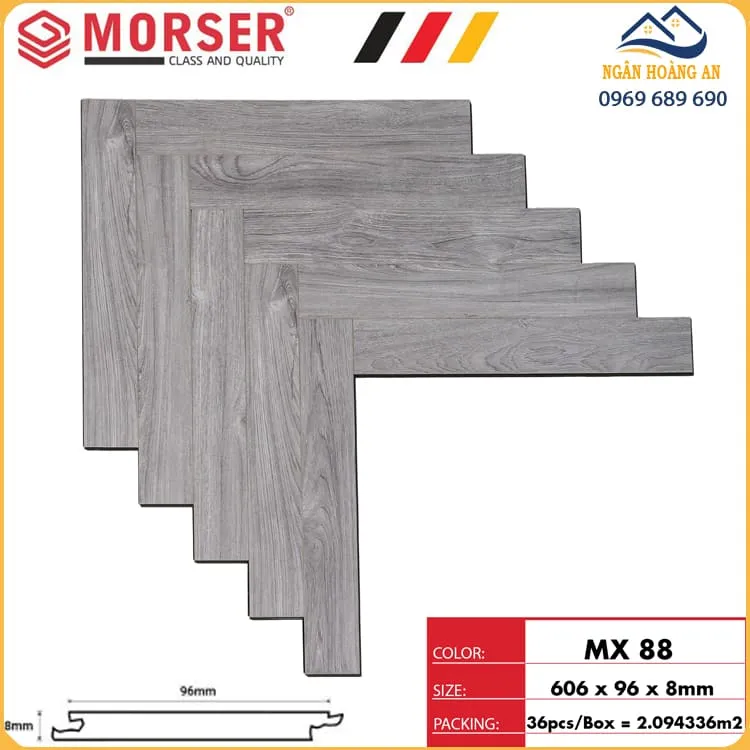 Sàn Gỗ Công Nghiệp Lát Xương Cá 8mm Morser MX 88