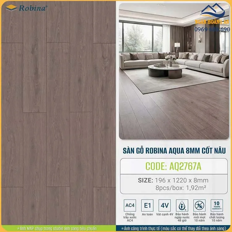 Sàn Gỗ Công Nghiệp Robina Aqua AQ2767A 8mm