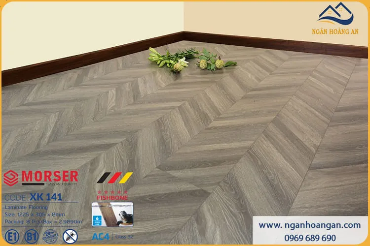 Sàn Gỗ Công Nghiệp Vân Xương Cá Morse XK 141 8mm