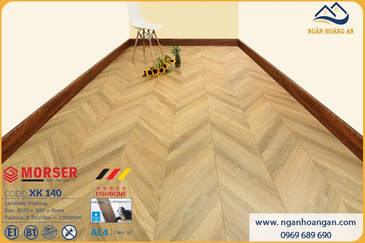 Sàn Gỗ Công Nghiệp Vân Xương Cá Morser XK 140 8mm