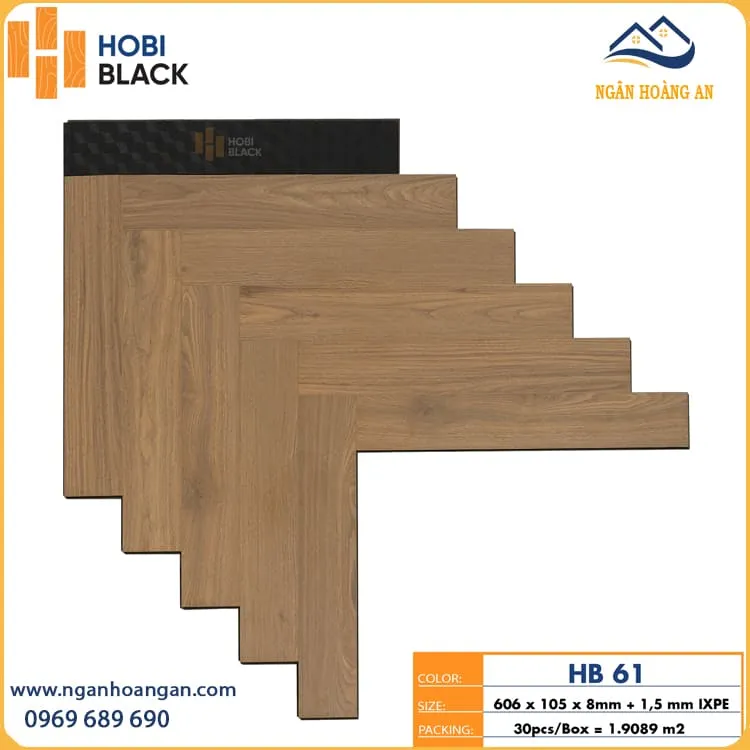 Sàn Gỗ Công Nghiệp Xương Cá 8mm Hobi Black HB61