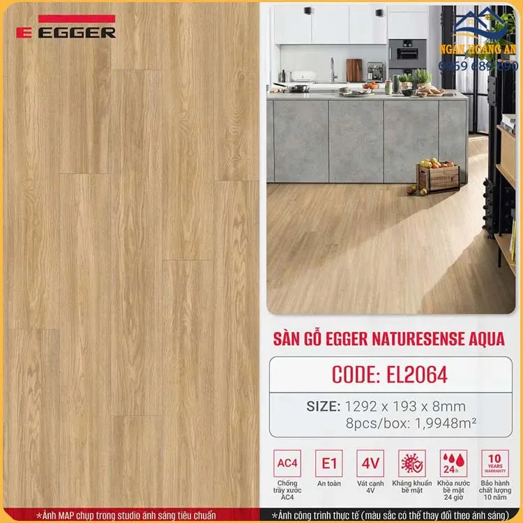 Sàn Gỗ Công Nghiệp Egger Aqua 8mm EL2064