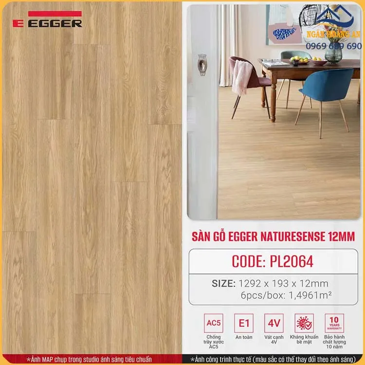 Sàn Gỗ Công Nghiệp Egger Classic 12mm PL2064