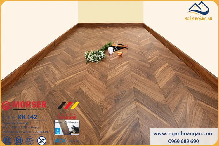 Sàn Gỗ Vân Xương Cá Việt Nam Morser XK 142 8mm