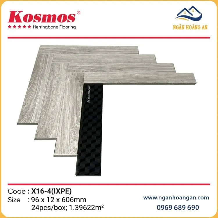 Sàn Gỗ Xương Cá Công Nghiệp 12mm Kosmos X16-4