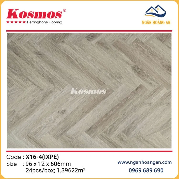 Sàn Gỗ Xương Cá Công Nghiệp 12mm Kosmos X16-4