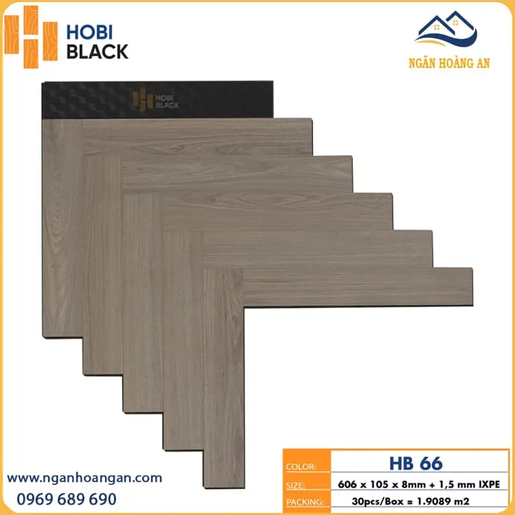 Sàn Gỗ Xương Cá Công Nghiệp 8mm Hobi Black HB66