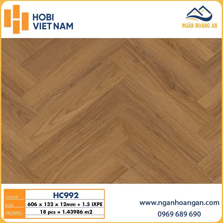 Sàn Gỗ Xương Cá Hobi Carb HC992 Dày 12mm
