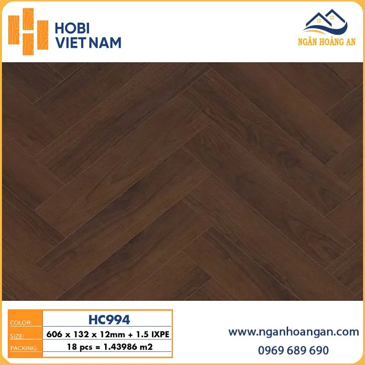 Sàn Gỗ Xương Cá Hobi Carb HC994 Dày 12mm