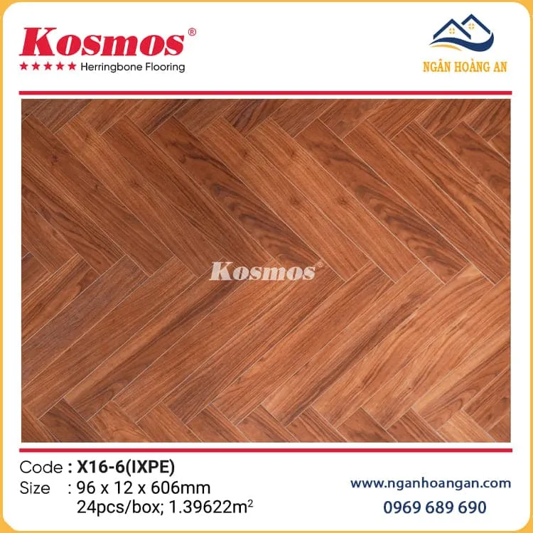 Sàn Gỗ Xương Cá Kosmos X16-6 Dày 12mm