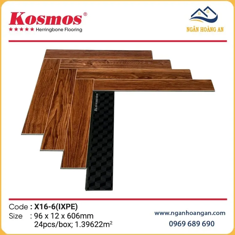 Sàn Gỗ Xương Cá Kosmos X16-6 Dày 12mm