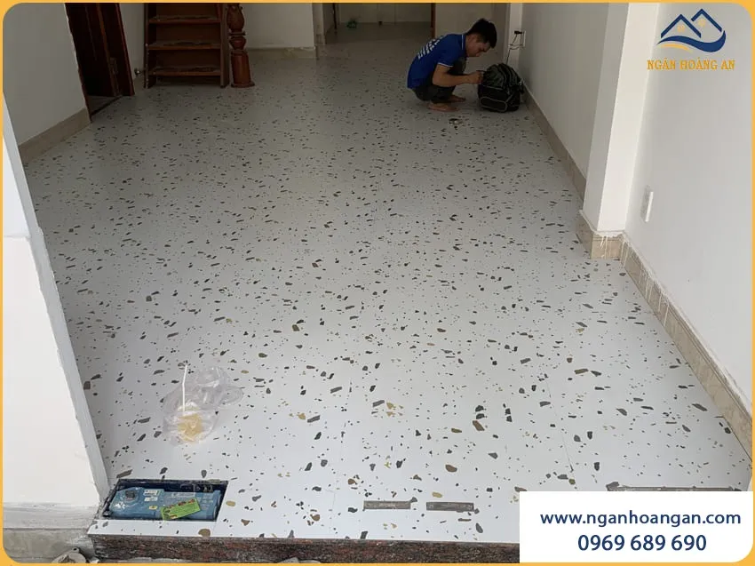 Sàn Dán Keo Vân Đá Mài Terrazzo MSFloor 22106 Dày 2mm