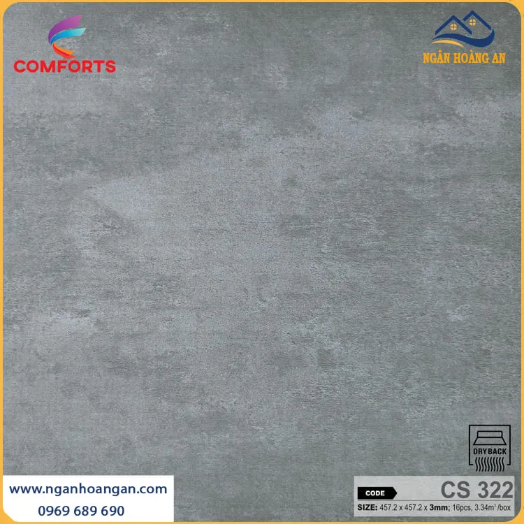 Sàn Nhựa Dán Keo Vân Bê Tông Comforts CS322 Dày 3mm