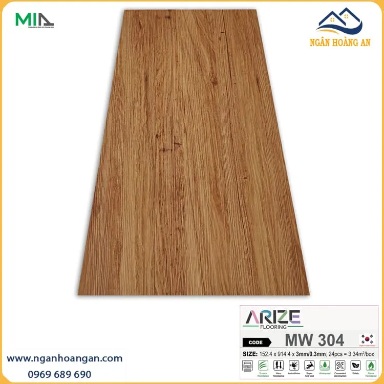 Sàn Nhựa Dán Keo Vân Gỗ ARIZE MW304 Dày 3mm
