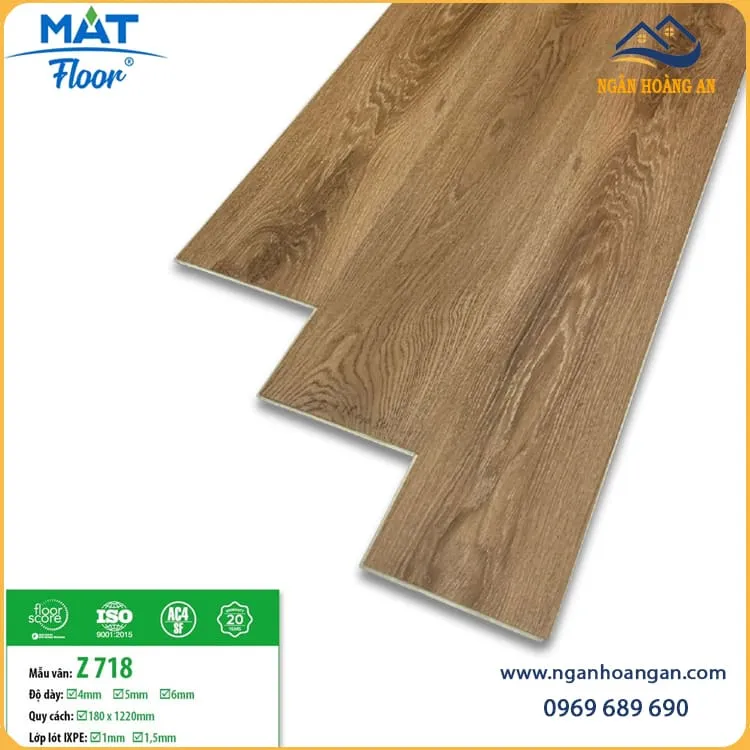 Sàn Nhựa Giả Gỗ Hèm Khoá MAT Floor Z718 Dày 4mm 