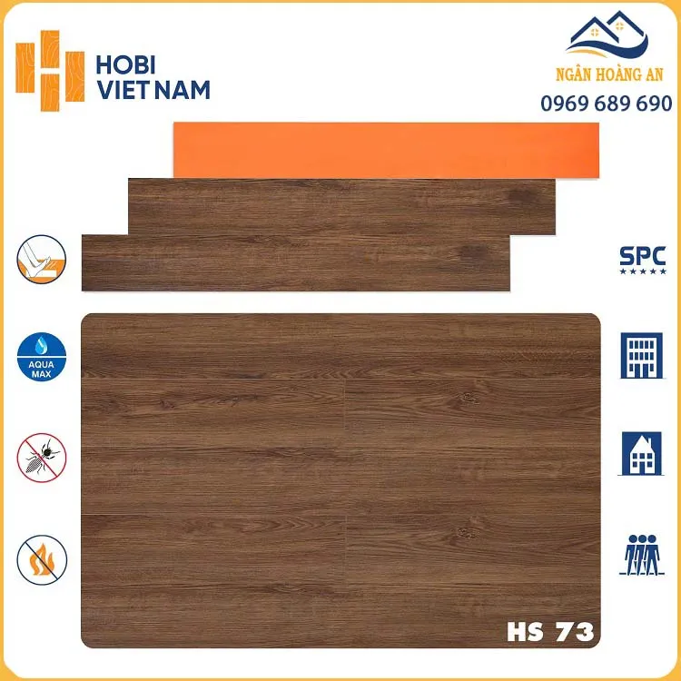 Sàn Nhựa Giả Gỗ Hèm Khoá Hobiwood HS73 Dày 7mm